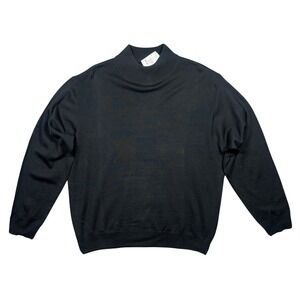 Vintage Linea Uomo Mock Neck Sweater Mens XL Black NEW Merino Wool Pullover
